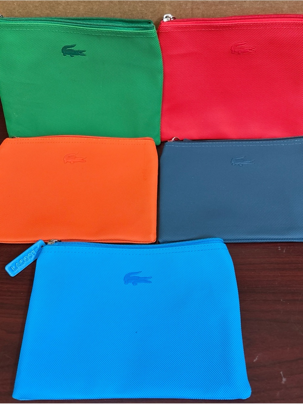 5 Lacoste Airlines Travel Amenity Kit Toiletry Cosmetic Bag Pouch Multi Colors